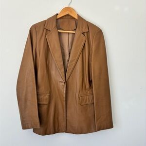 Classic Tan Women's Fake Leather Blazer